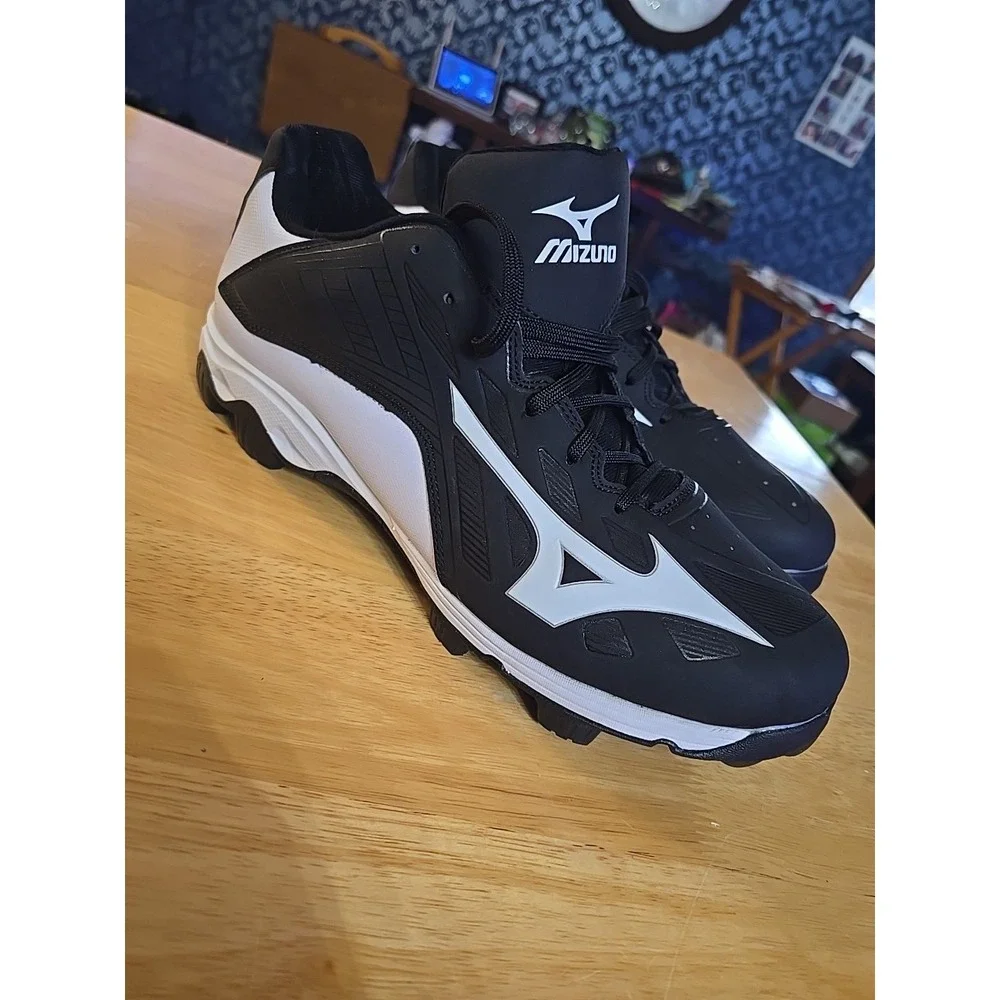 SIZE 12 Mizuno Men's 9 Spike ADV Erupt 3‎ Multi-Sport Mid-Cut Cleats Black/White